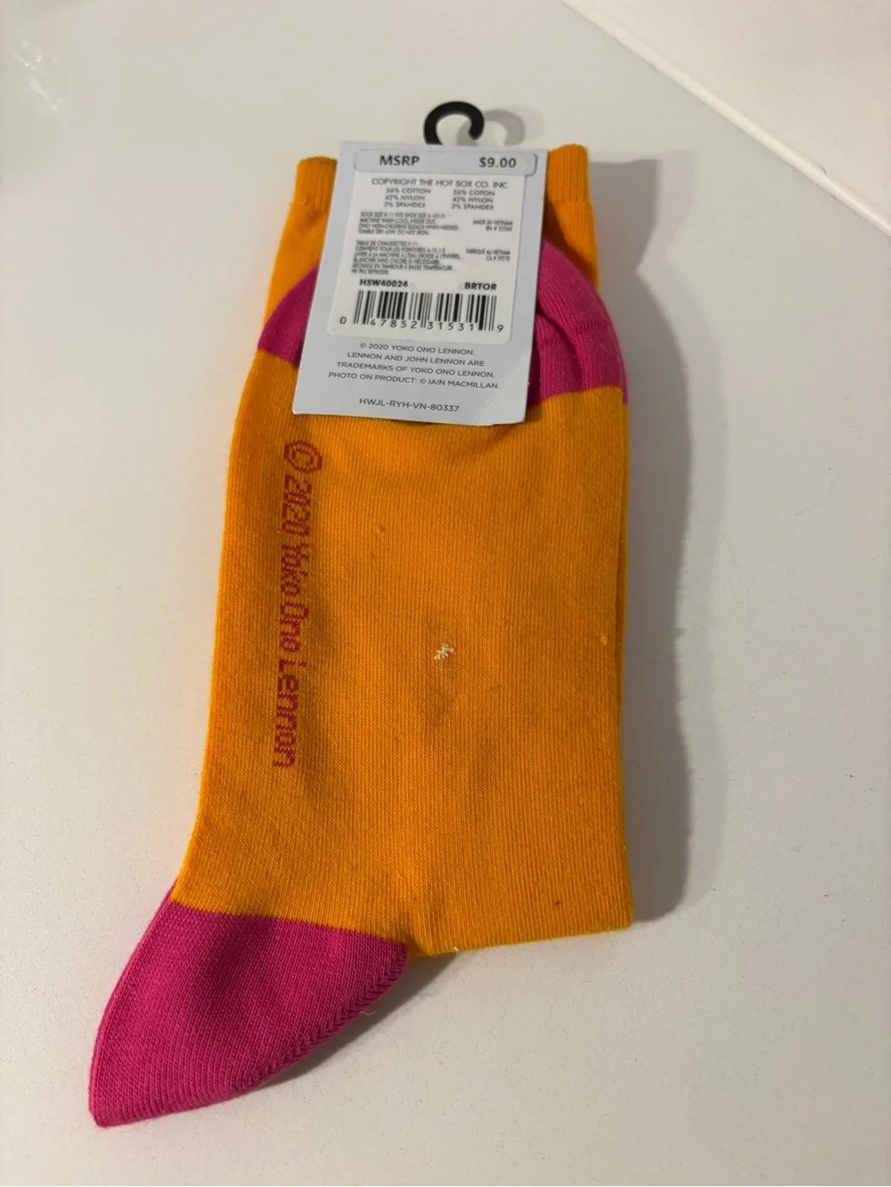 NWT Hot Sox x John Lennon Yellow Graphic Crew Socks Women’s | Beatles